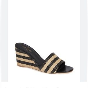 KATE SPADE Linda Wedges Tan And Black Raffia